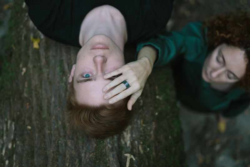 Каблучка «Кленова кора» з чорнінням (10 мм)