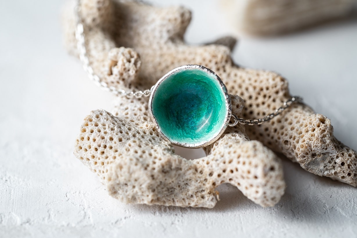 Браслет «Море» (16 мм) смарагдовий