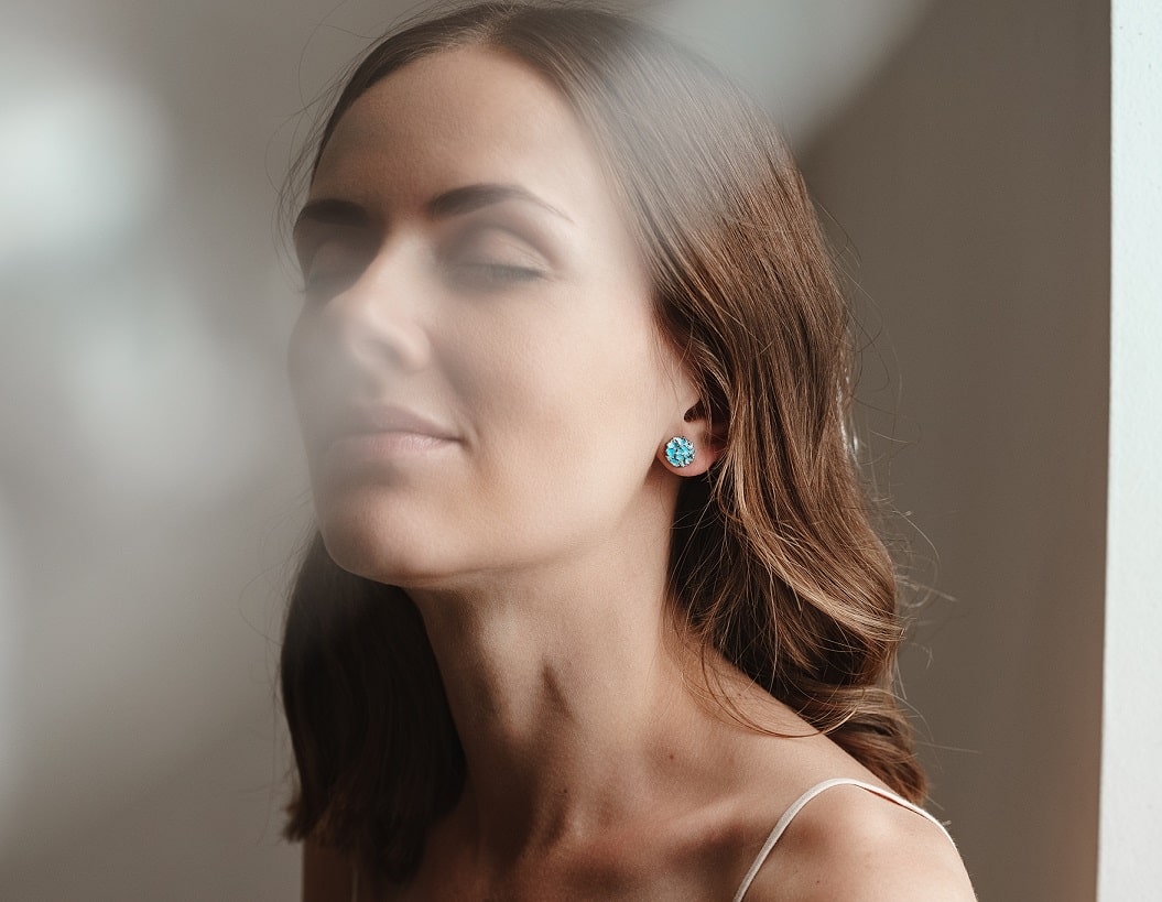 Сережки-пусети «Бриж на воді» блакитні