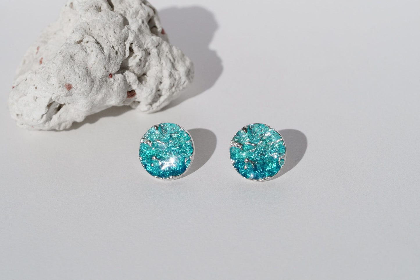 Сережки-диски «Хвиля» смарагдові (15 мм)