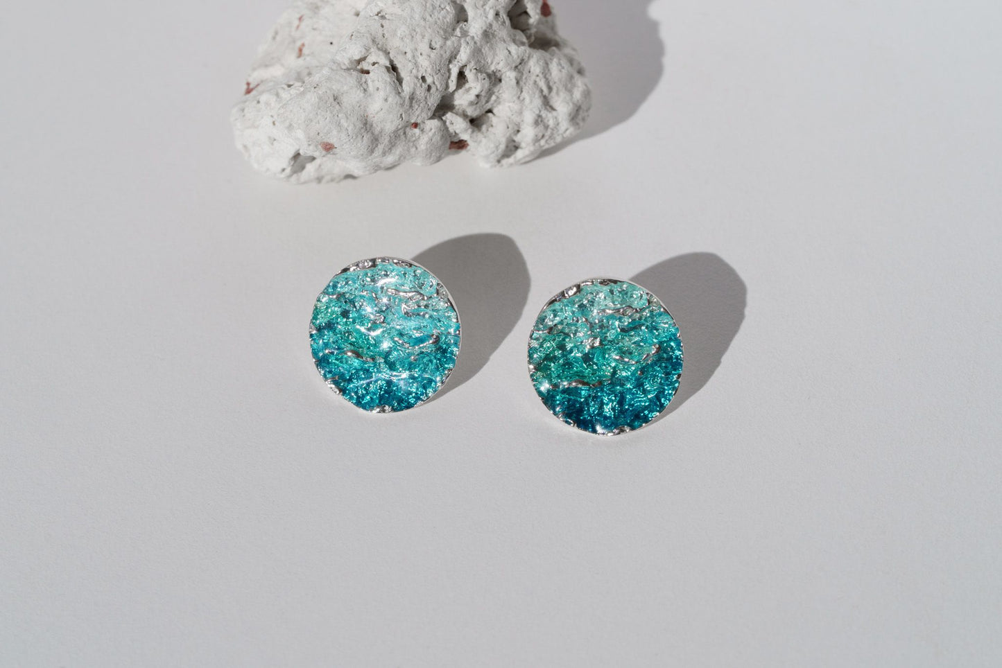 Сережки-диски «Хвиля» смарагдові (20 мм)