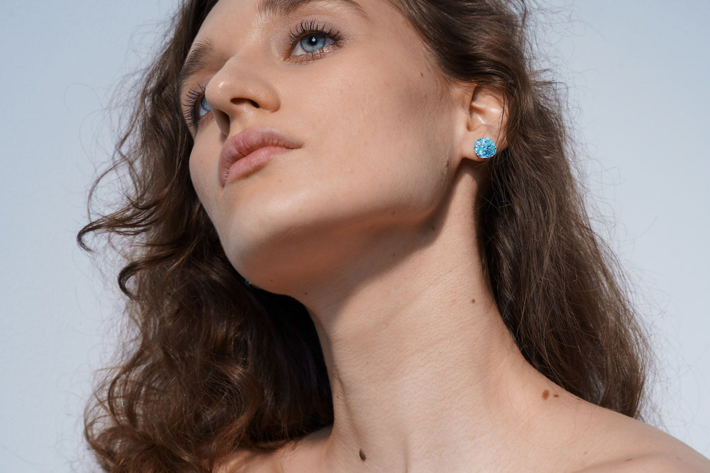 Сережки-диски «Хвиля» сині (10 мм)