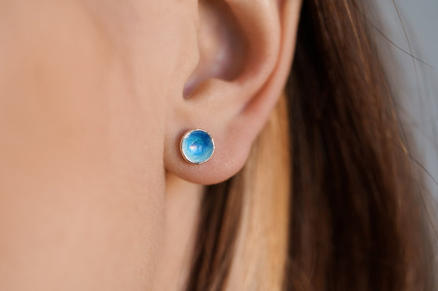 Сережки «Море» (7,5 мм) сині