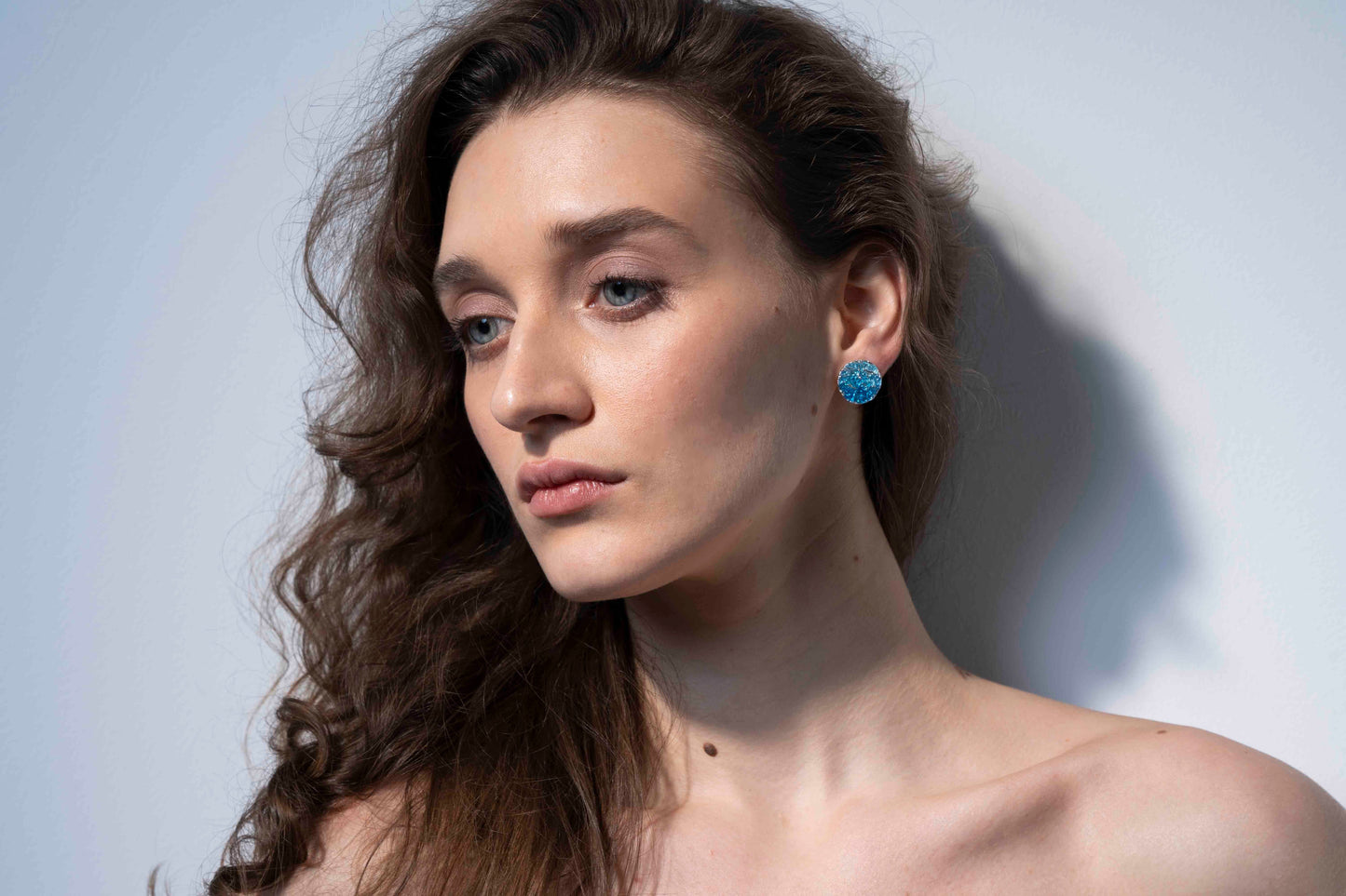 Сережки-диски «Хвиля» сині (15 мм)