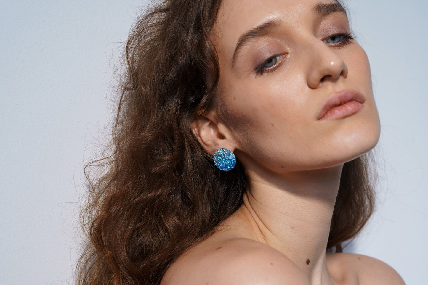 Сережки-диски «Хвиля» сині (20 мм)