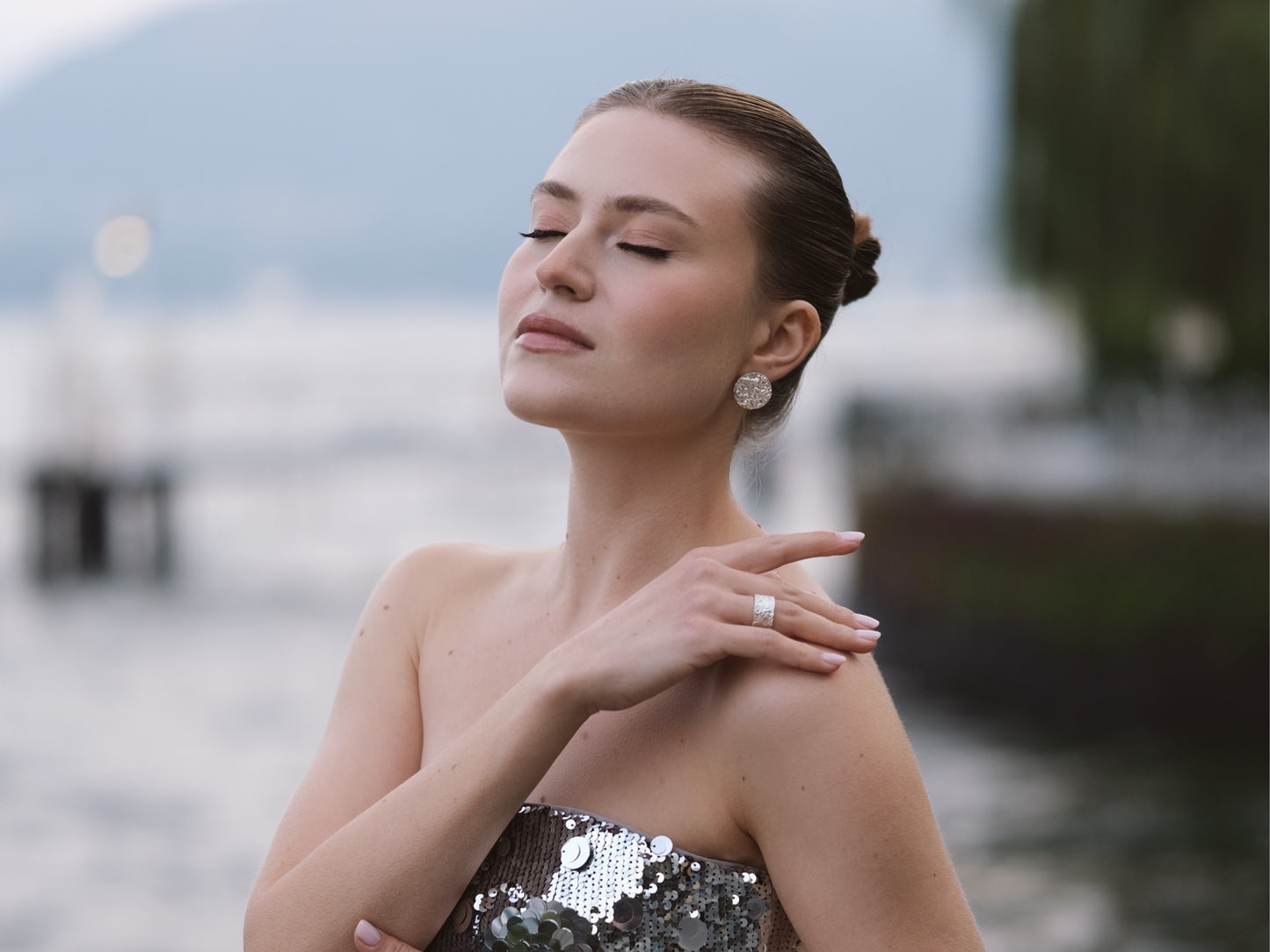 Сережки-диски «Поверхня води» (20 мм)