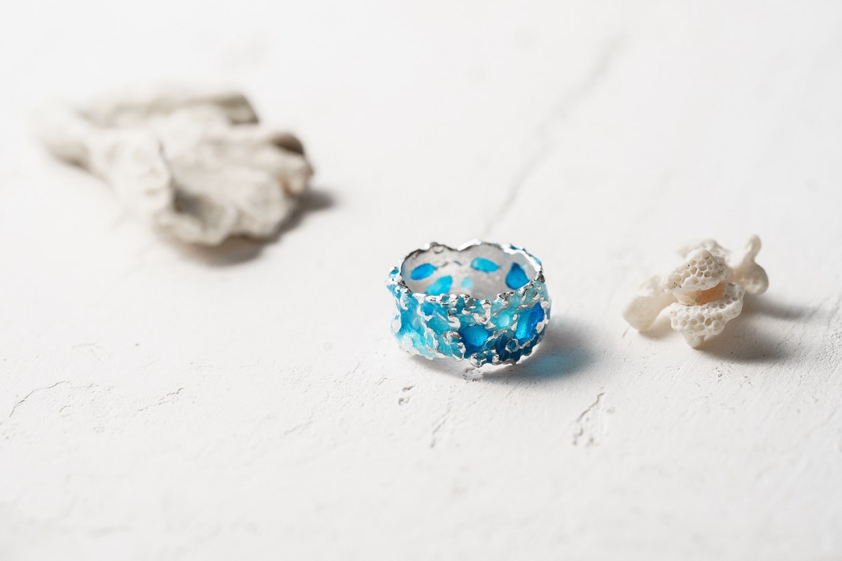 Каблучка «Шторм» синя (10 мм) світла