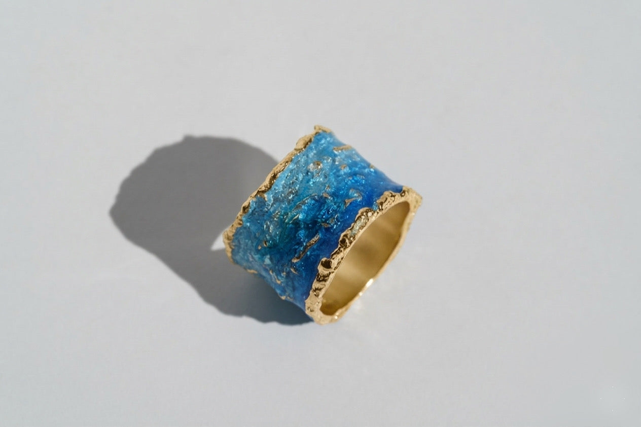 Каблучка «Хвиля» синя (15 мм)