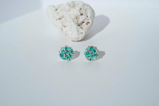 Сережки-пусети «Бриж на воді» смарагдові