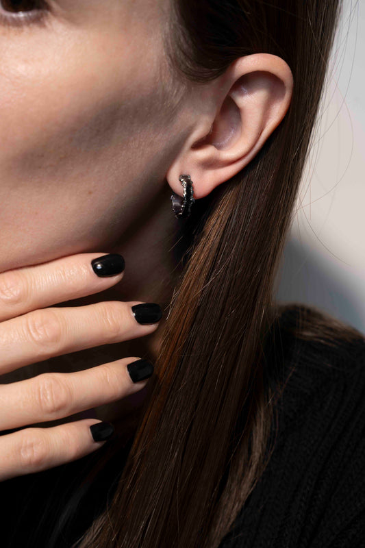 Сережки-конго «Темна матерія» (4/15 мм)