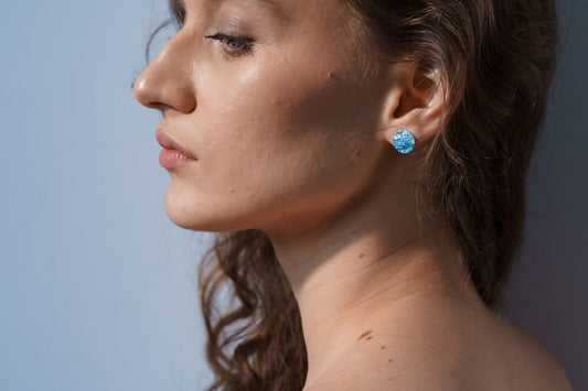 Сережки-диски «Хвиля» сині (10 мм)