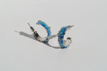 Сережки-конго «Хвиля» (6 мм/20 мм) сині
