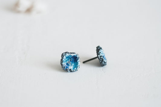 Сережки «Шторм» сині з чорніннням