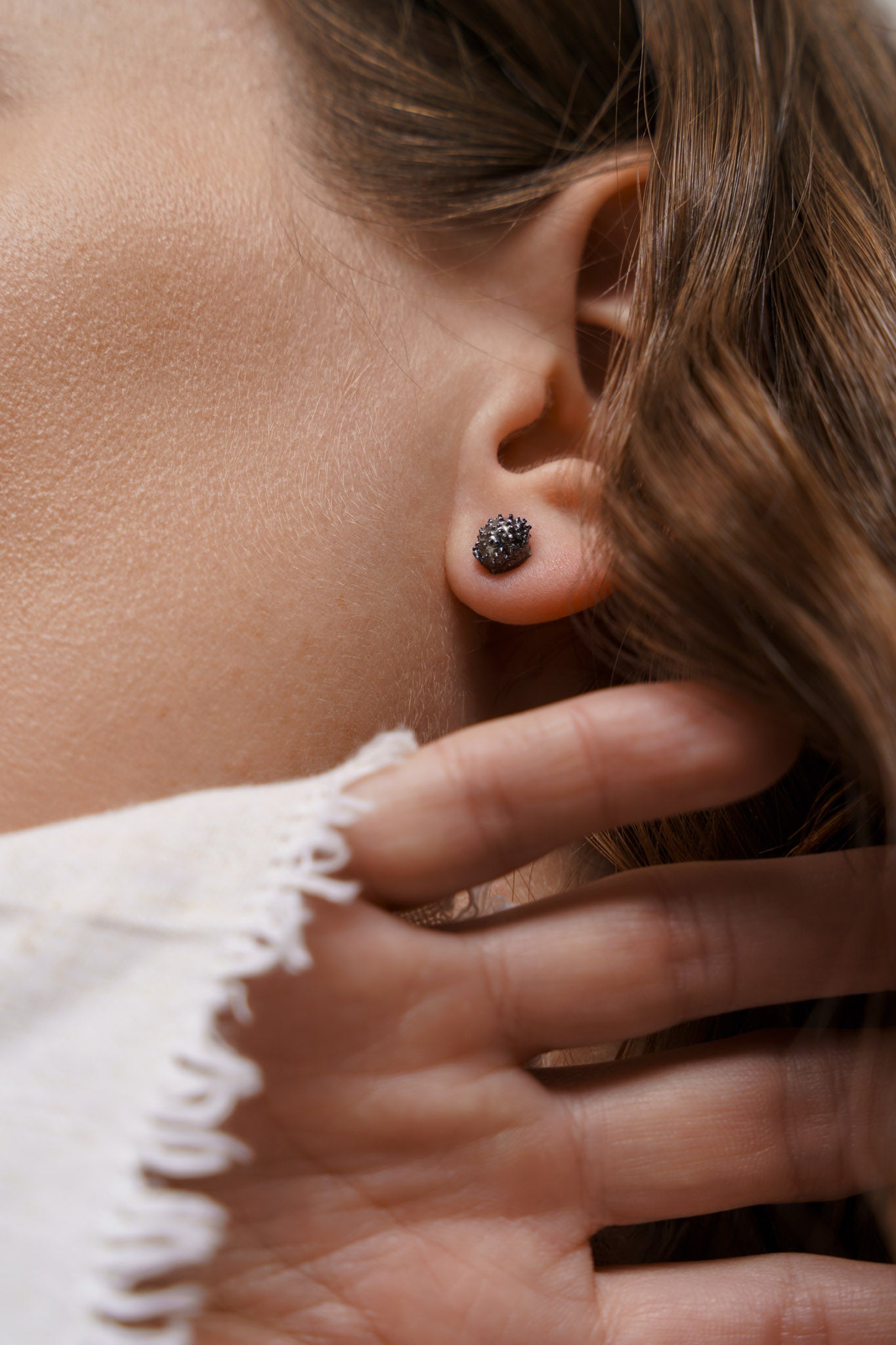 Сережки «Горіх каштану» з чорнінням