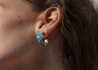 Сережки-конго «Хвиля» (6 мм/20 мм) смарагдові