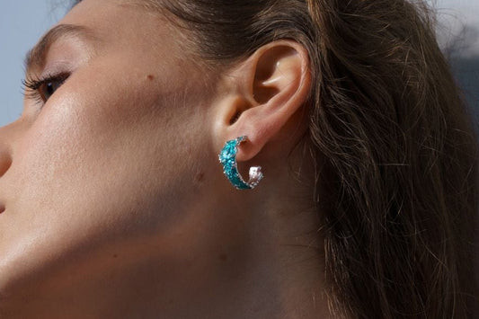 Сережки-конго «Хвиля» (6 мм/20 мм) смарагдові