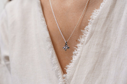 Кулон «Лист каштану» (10 мм) з чорнінням