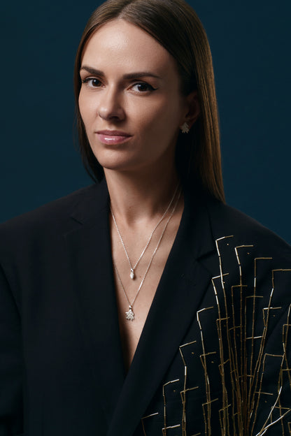 Сет кулонів «Гілка та шишка смереки» світлий