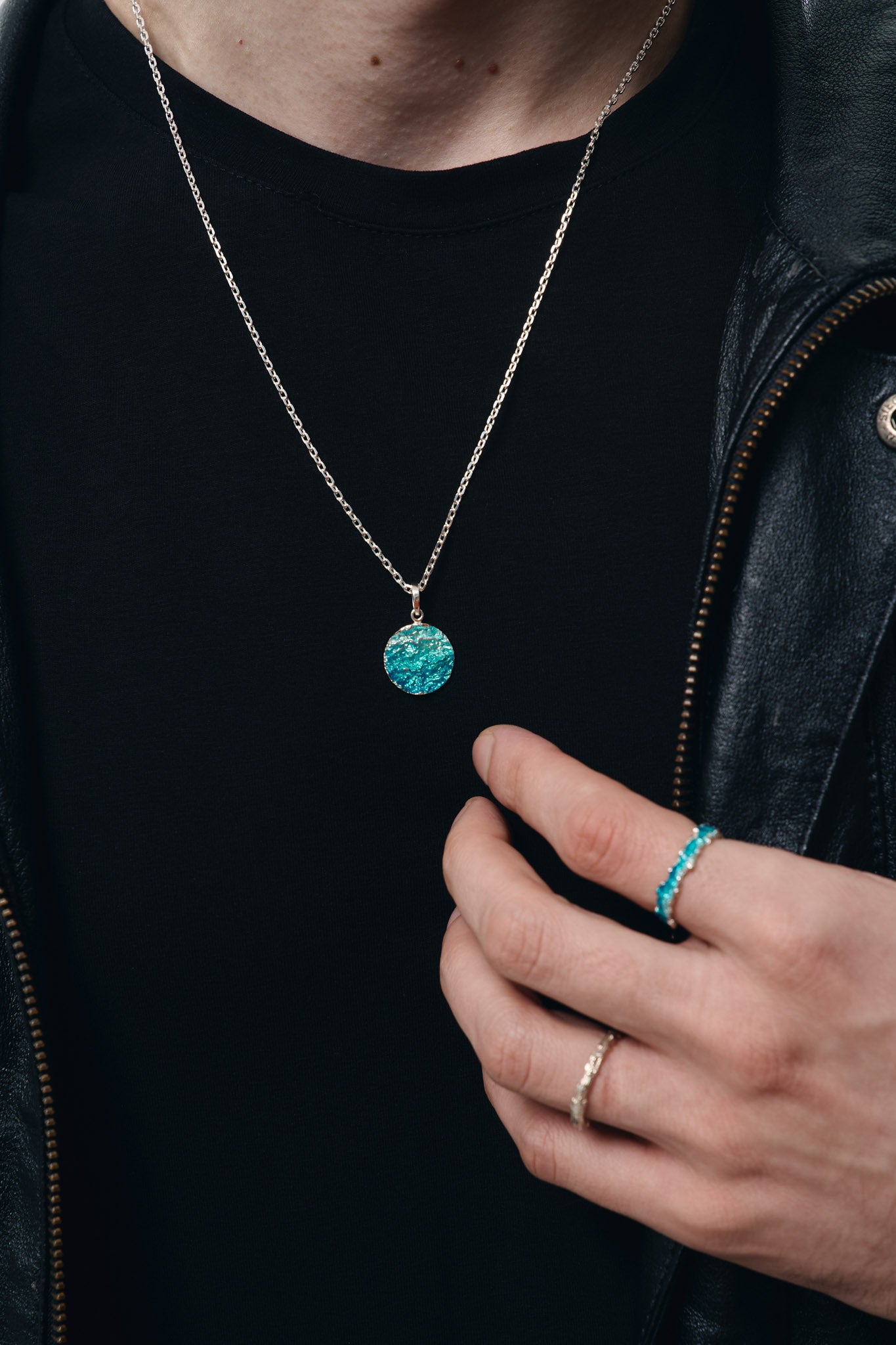 Кулон-диск «Хвиля» смарагдовий (15 мм)