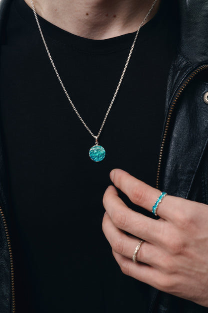 Кулон-диск «Хвиля» смарагдовий (15 мм)