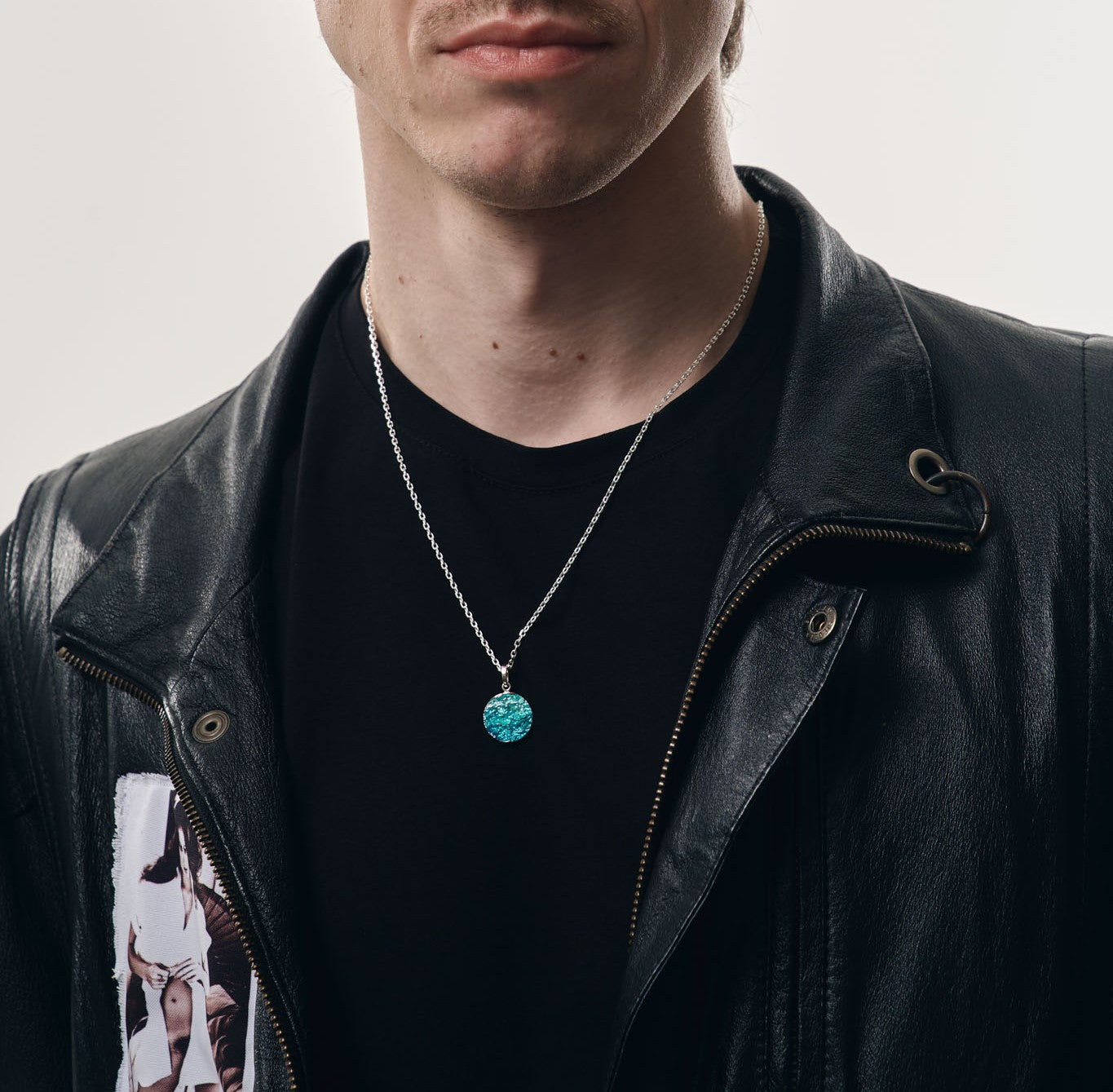 Кулон-диск «Хвиля» смарагдовий (15 мм)