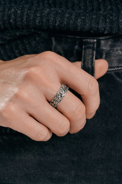 Каблучка «Київські каштани» з чорнінням (6 мм)