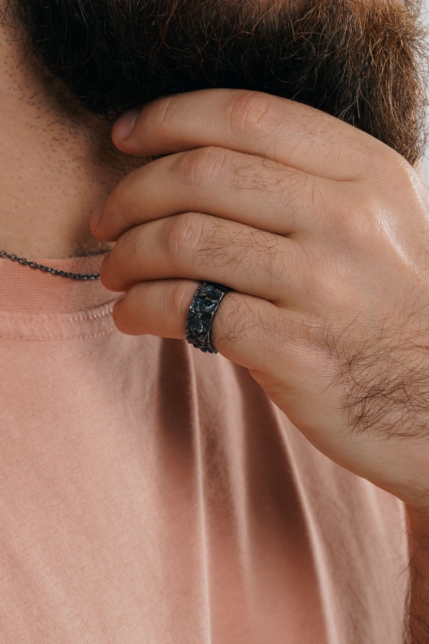 Каблучка «Колотий лід» з чорнінням (10 мм)