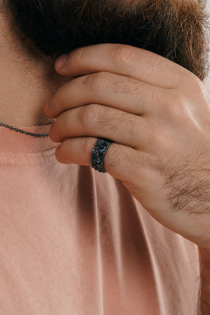 Каблучка «Колотий лід» з чорнінням (10 мм)