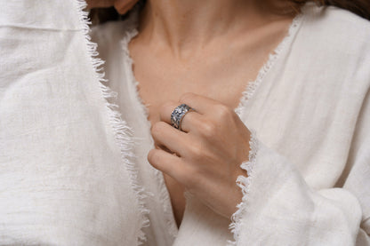 Каблучка «Київські каштани» з чорнінням (10 мм)