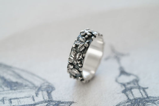 Каблучка «Київські каштани» з чорнінням (6 мм)