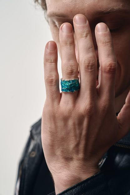 Каблучка «Хвиля» смарагдова (15 мм)