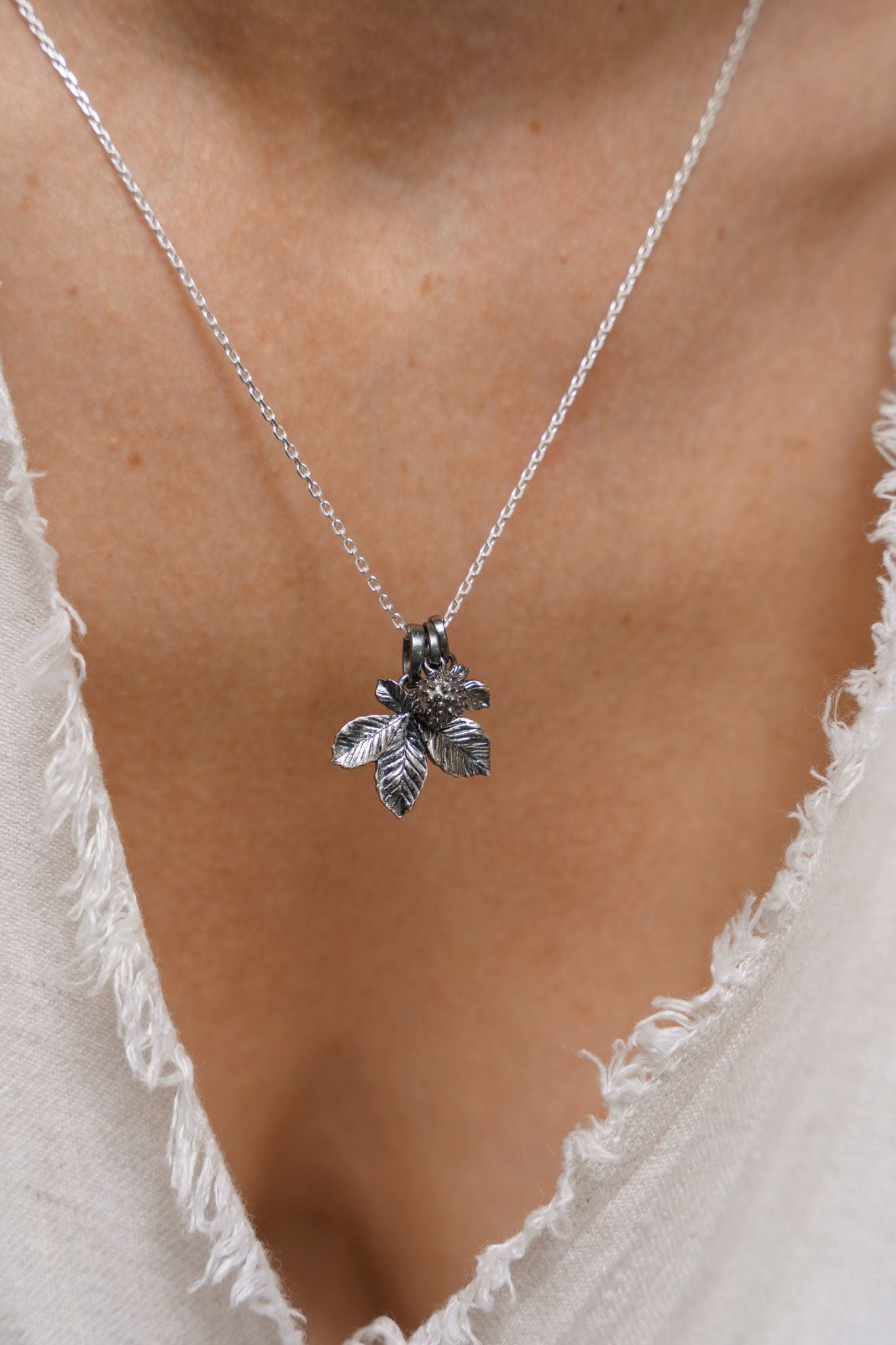 Сет кулонів «Горіх та листя каштану» (10 та 20 мм) з чорнінням